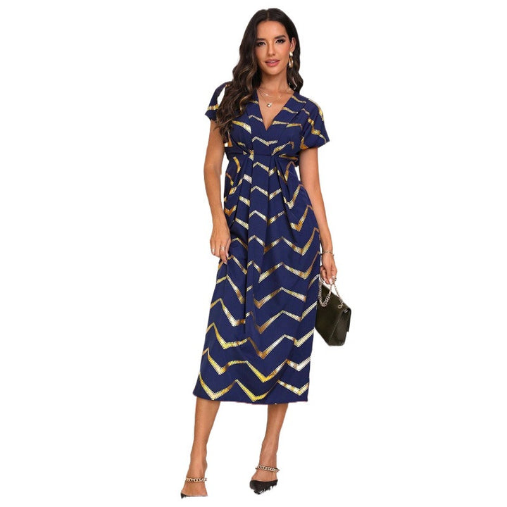 Lune London Chevron print wrap midi dress