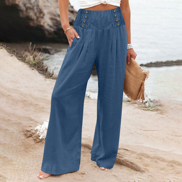 Summer wide pants for women with button details Lune London