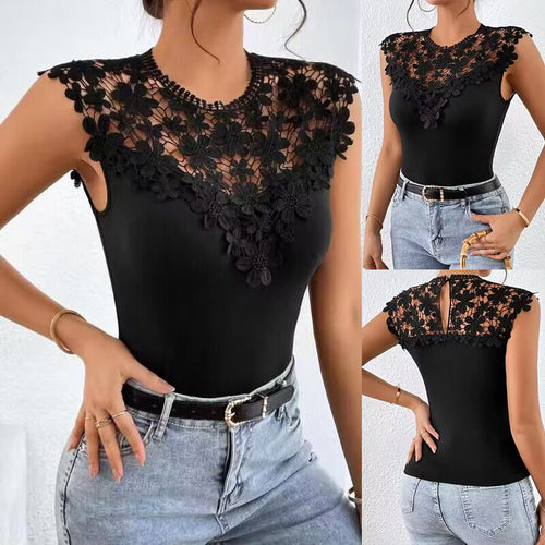 Ladies Floral Lace Detail Bodysuit Amarae