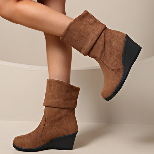 Wedge heel ankle boots for women in soft suede Amarae