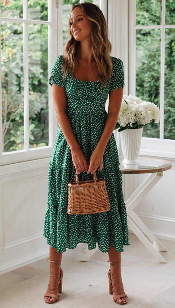 Lune London Floral Ruffle Midi Dress for Women