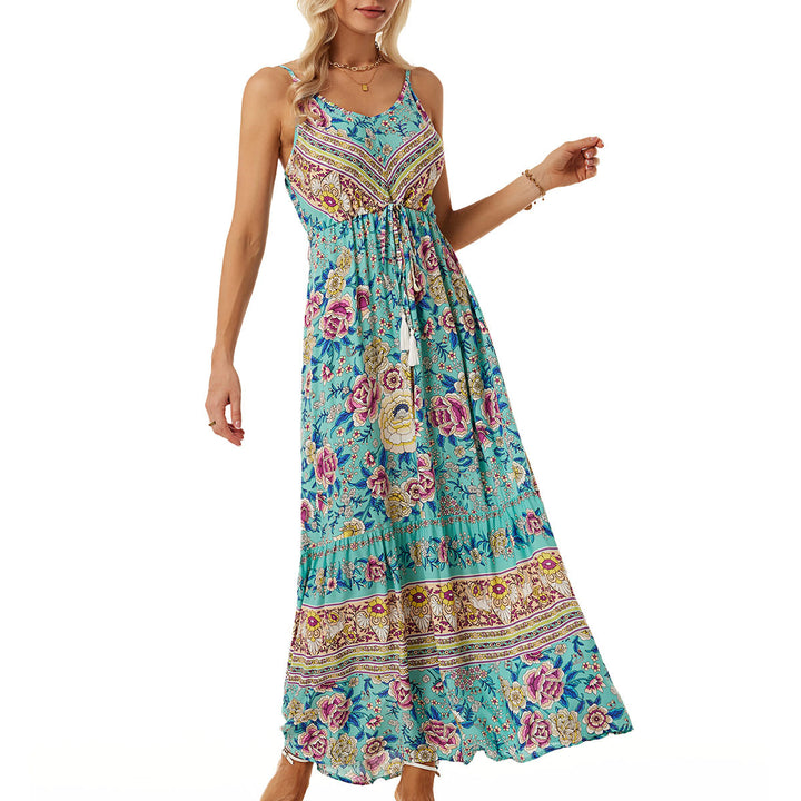 Maxi dress for women with floral print and adjustable straps Lune London