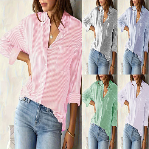 Women's modern striped pattern blouse with a comfortable fit Amarae