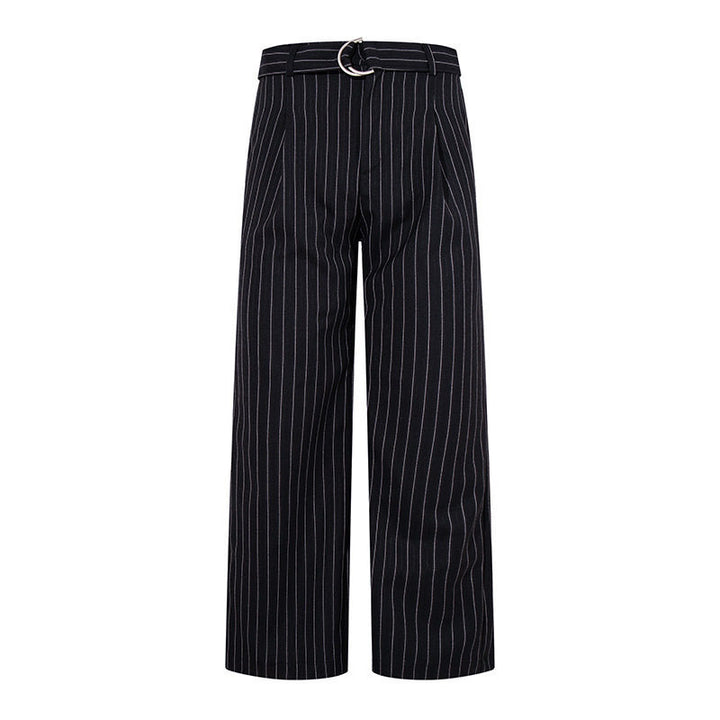 Women Wide Linen-Mix Culotte Pants with High Waist and D-Ring Belt Amarae