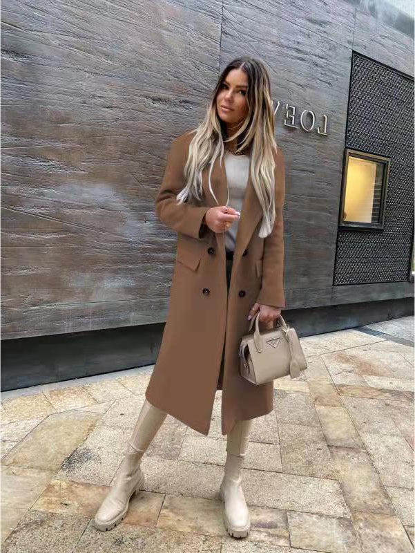 Ladies elegant and timeless wool coat with double breasted Amarae