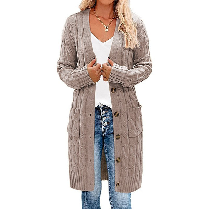 Knit jacket for women with cable pattern and pockets Lune London