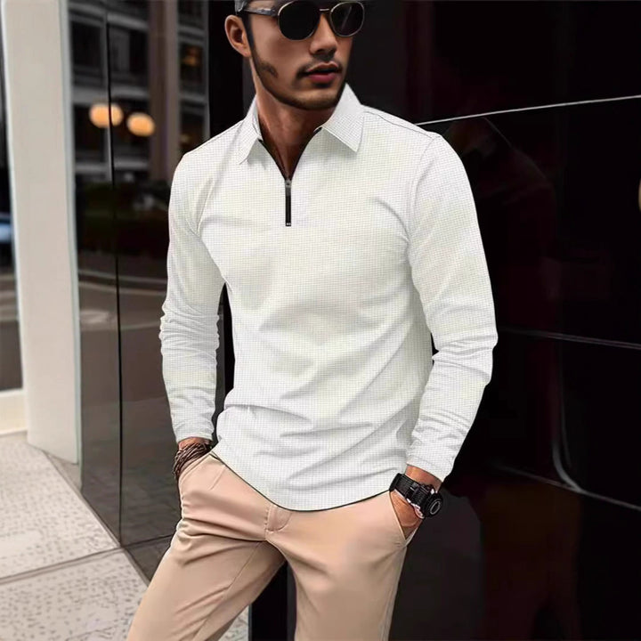 Men's long sleeve t-shirt with modern high collar and stylish zipper Lune London