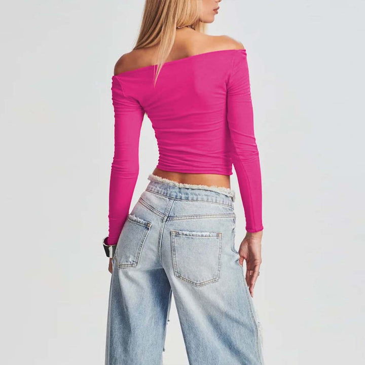 T-shirt court ajusté pour femmes avec découpe asymétrique Chic & Stil