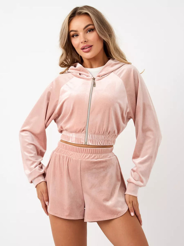 Ladies elegant Fleece-Hoodie with high collar and zipper Lune London