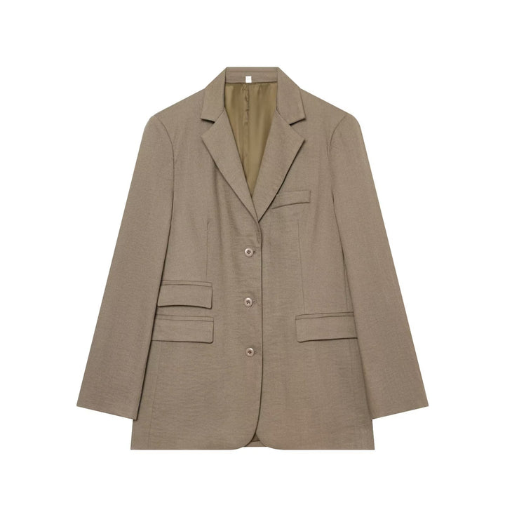 Women's Single-Breasted Business Blazer with Patch Pockets and Lapel Collar Amarae