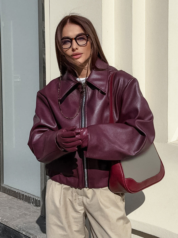 Leather jacket for women with oversized cut Amarae