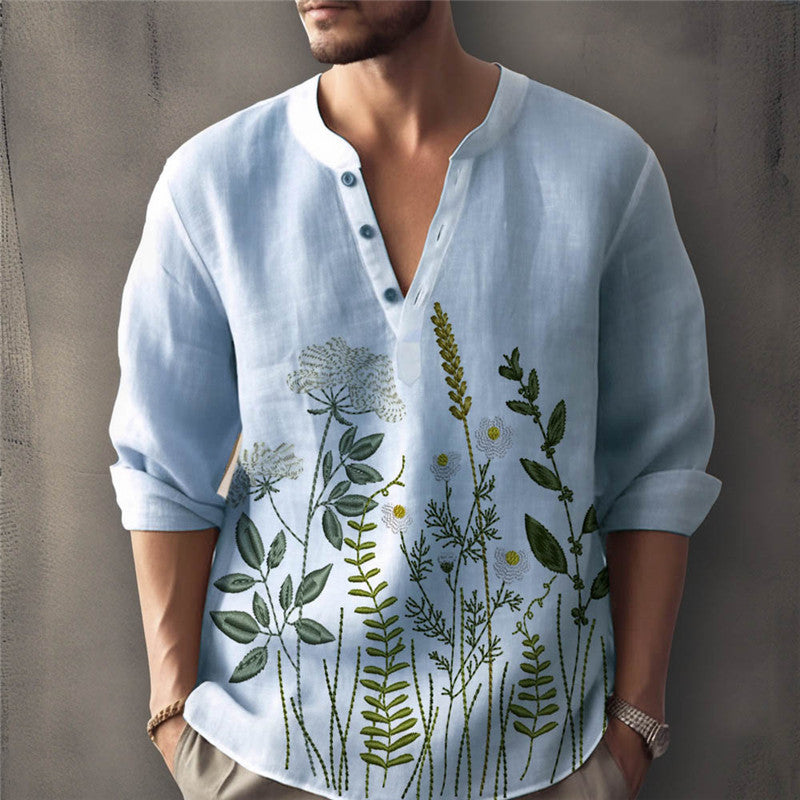 Elegant shirt for men embroidered with flowers Amarae