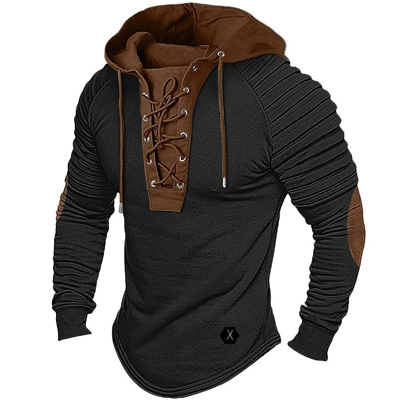 Men's casual hoodie with trendy lace-up design and structured sleeves Lune London