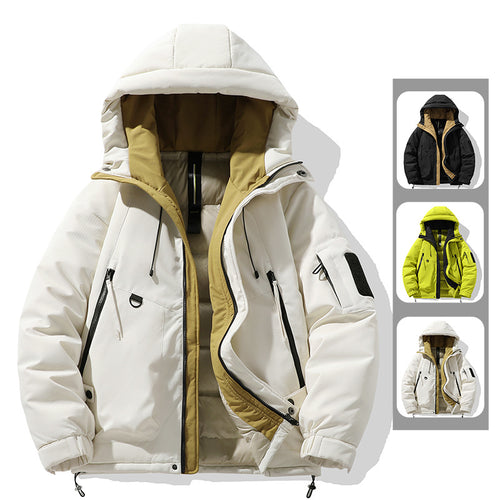 Insulated outdoor jacket for men with adjustable hood and multiple pockets Amarae