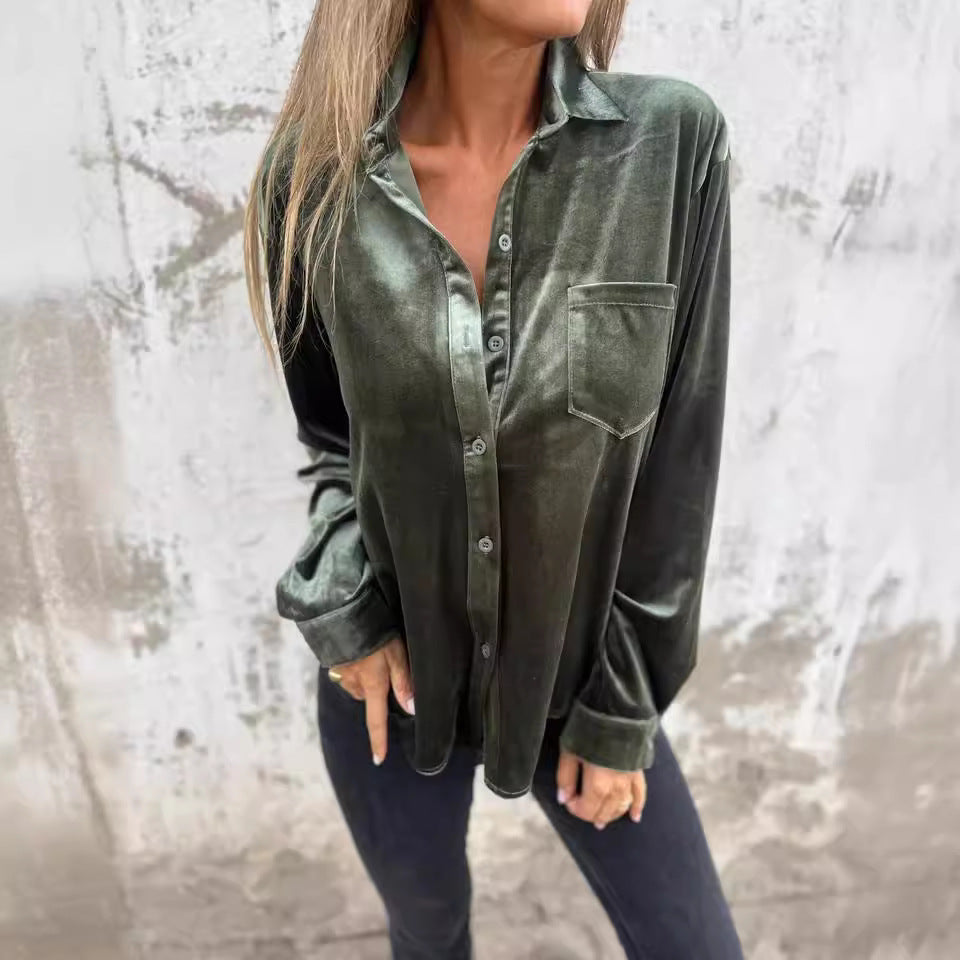 Elegant and comfortable velvet blouse for women Lune London