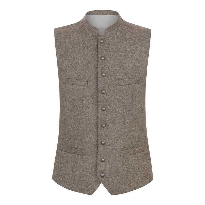 Men's vest with stand-up collar and continuous button placket in traditional style Amarae