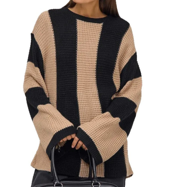 Casual knit sweater for women with wide stripes Lune London