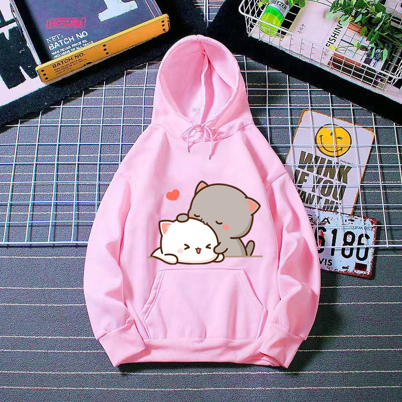 Women's hooded sweatshirt with cute cat design Chic & Stil