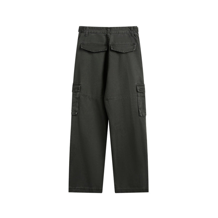 Men's Utility Cargo Pants with Wide Leg, Flap Pockets and Adjustable Waist Amarae