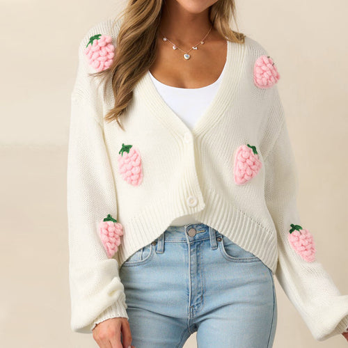 Casual women's vest with fruity appliqués and open sleeves Amarae