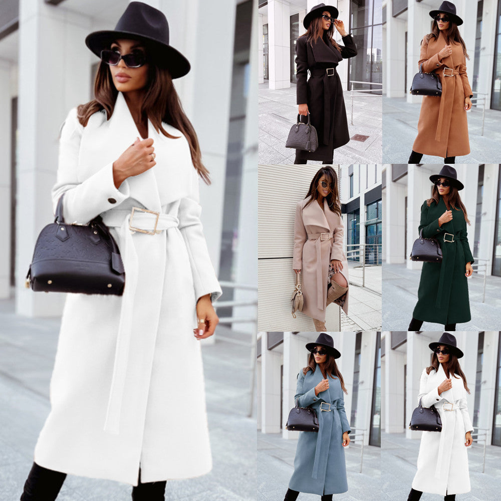 Elegant trench coat for women with belt and textured fabric Amarae
