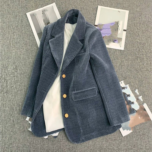 Blazer cord pour femmes avec une coupe élégante et des détails de boutons de haute qualité Chic & Stil
