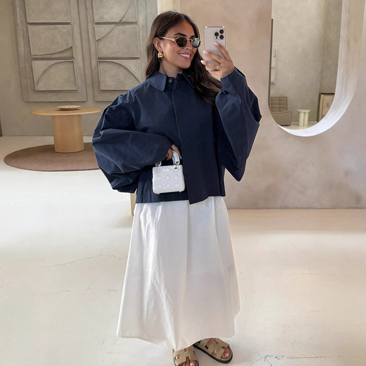 Women Boxy Cropped Short Jacket with Voluminous Balloon Sleeves Amarae