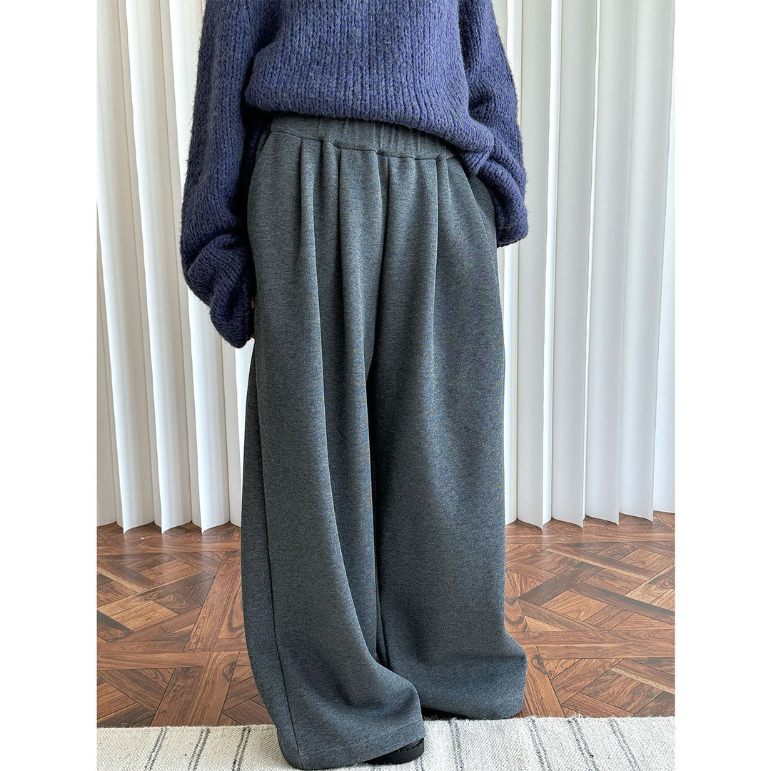 Women's High-Waisted Relaxed Palazzo Trousers with Pleats and Elastic Comfort Waist Amarae