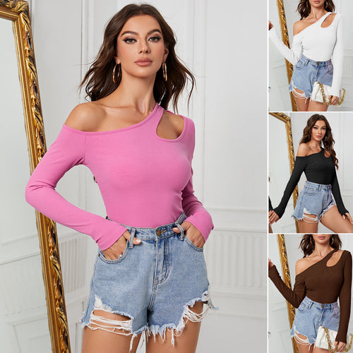 Asymmetrical long sleeve T-shirt for women with trendy cut and great wearing comfort Chic & Stil