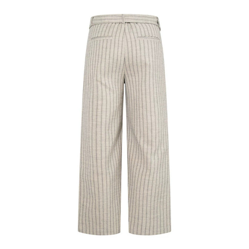 Women Wide Linen-Mix Culotte Pants with High Waist and D-Ring Belt Amarae