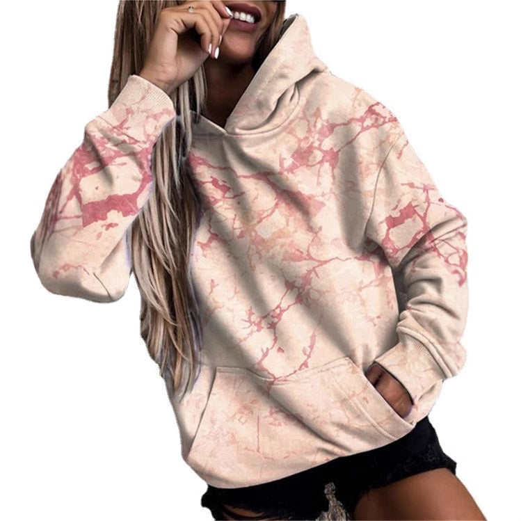 Women's hoodie with stylish marble pattern Lune London