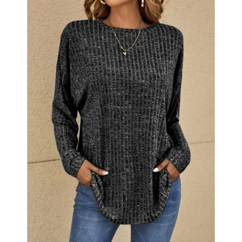 Women's Oversized Structured Knit Sweater with Round Neck and Pockets Amarae