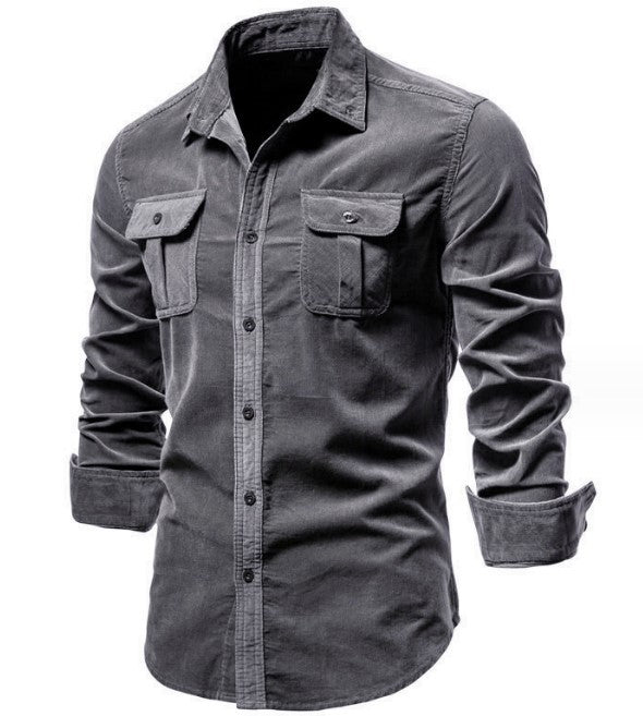 Men's long sleeve shirt with practical chest pockets and trendy slim fit Lune London