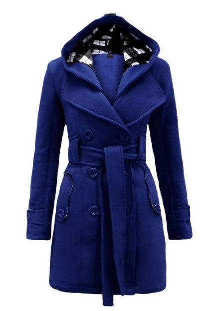 Manteau élégant pour dames avec capuche et motif à carreaux Chic & Stil