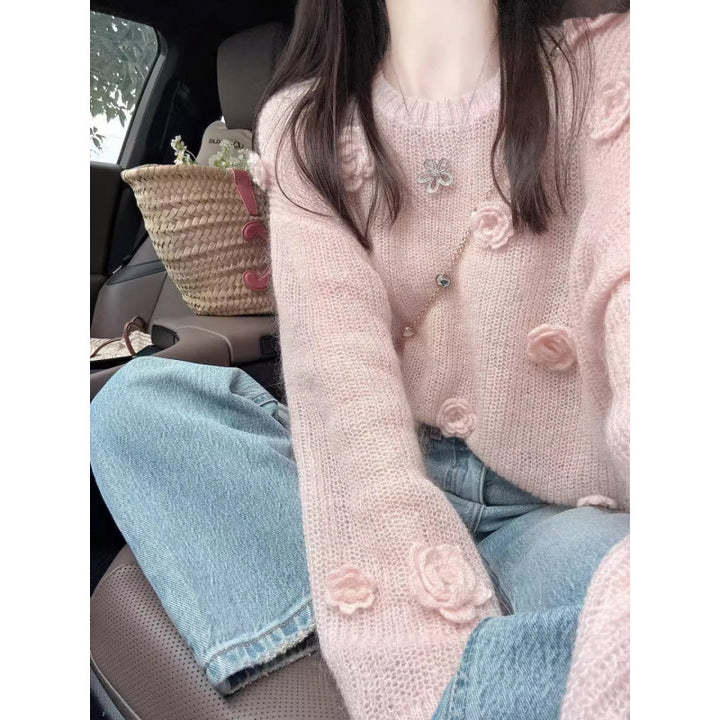 Pull femme avec appliqués floraux décoratifs Chic & Stil