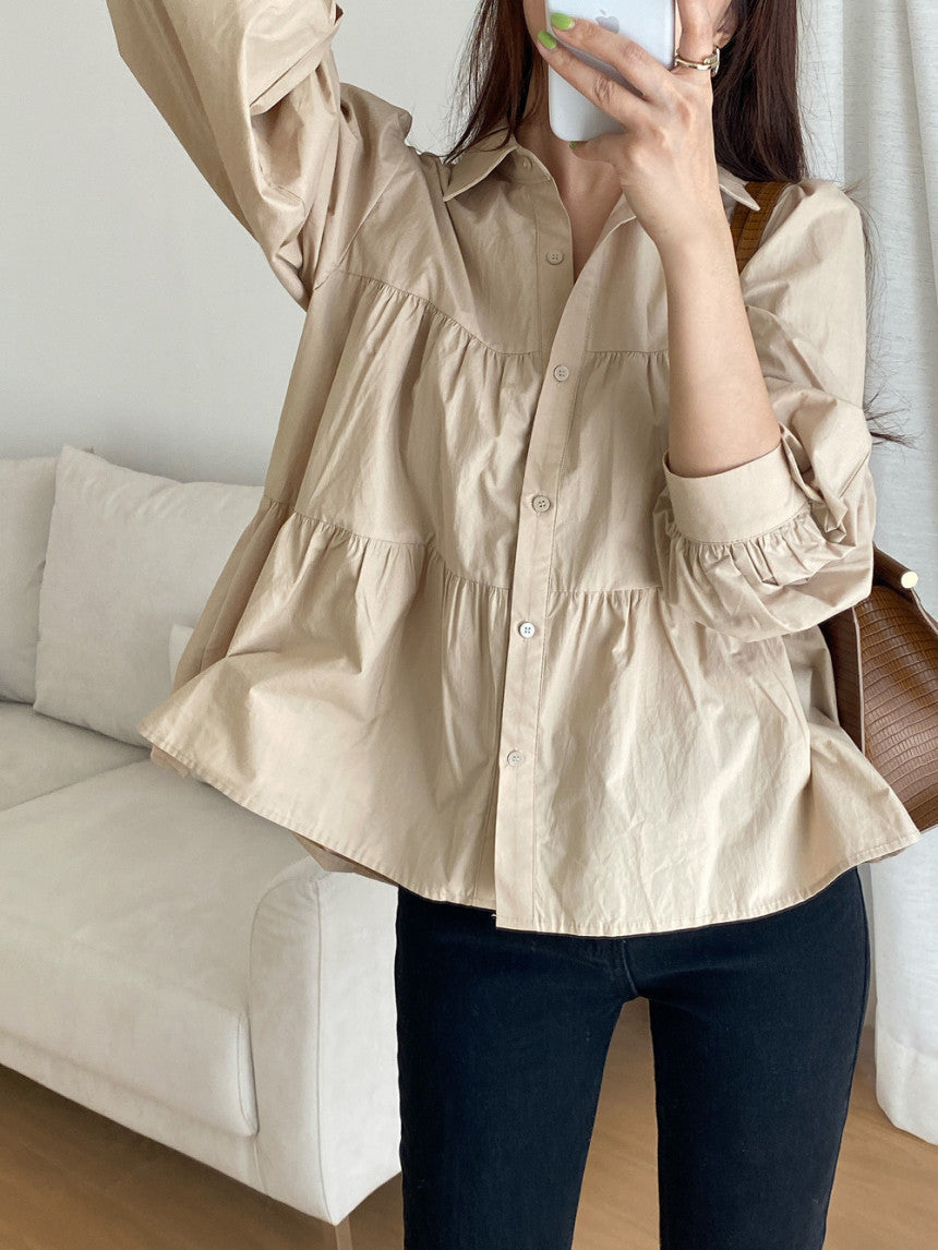 Lune London Women's Elegant Layered Button-Up Blouse