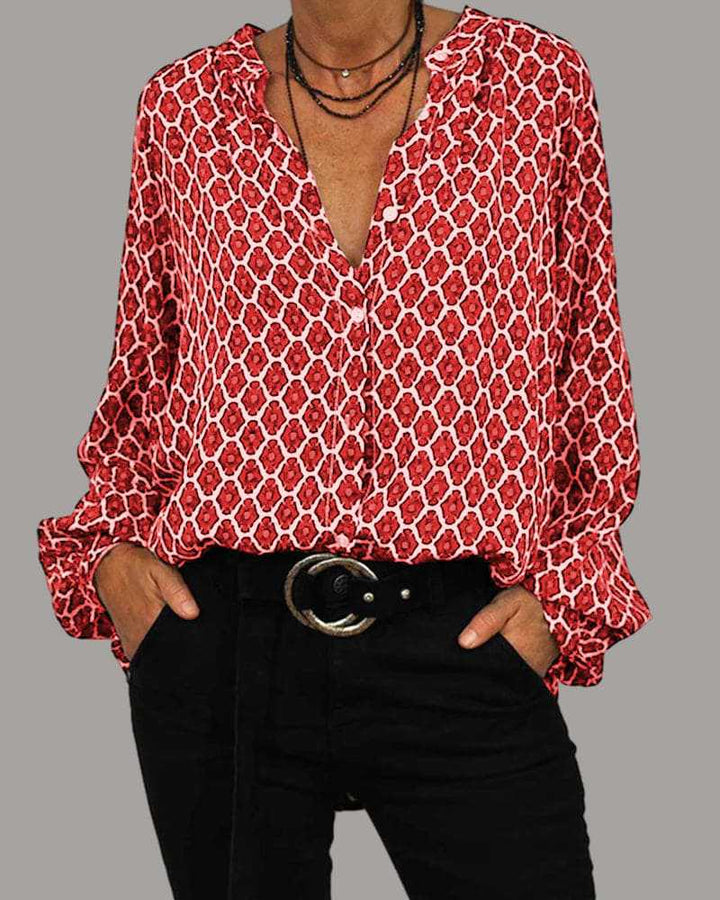 Ladies Blouse with Unusual Print and Comfortable Long Sleeves Lune London
