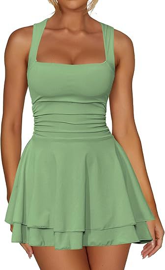 Lune London ladies skater dress with gathers and wide straps