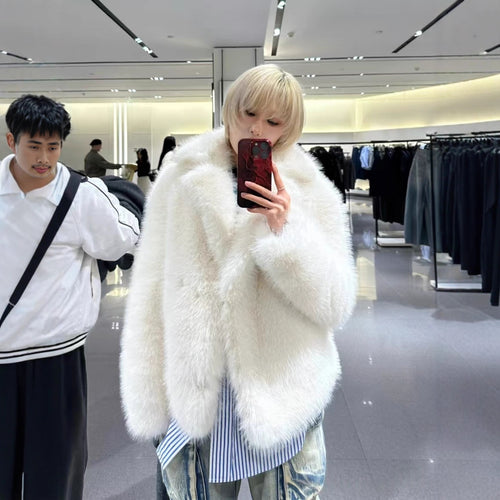 Ladies cozy oversized jacket with striking collar Amarae