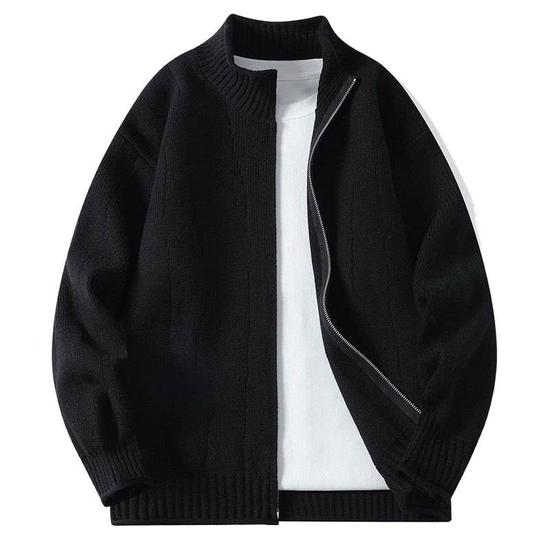 Fashion knit jacket for men with stand-up collar and zipper Lune London