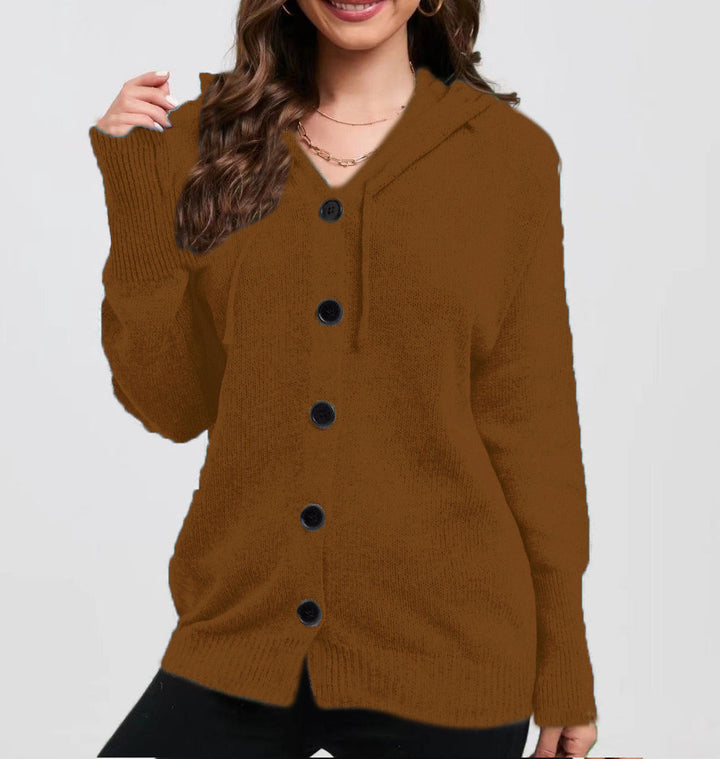 Ladies Cozy Hooded Jacket with Chic Buttons and Style