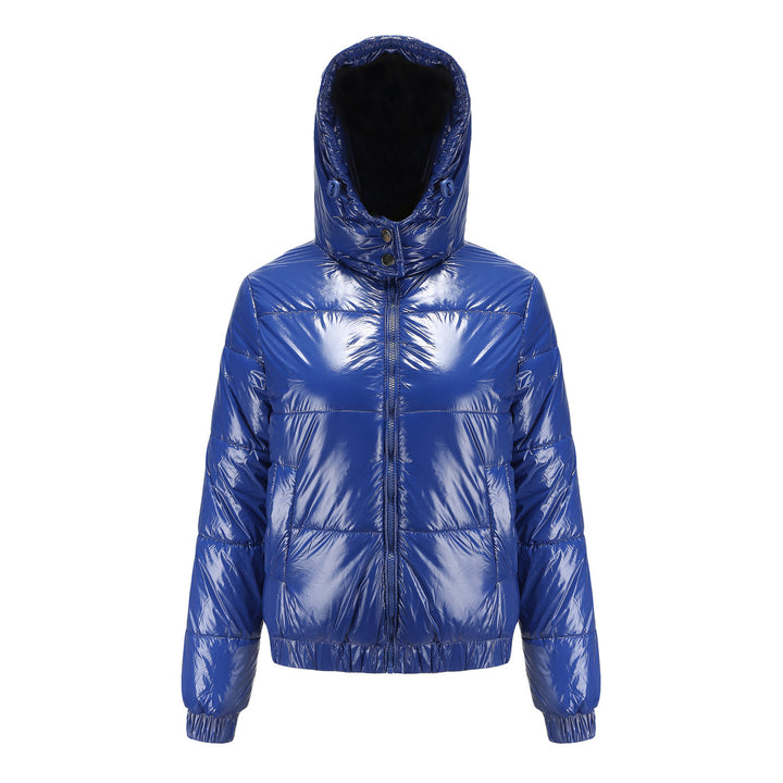 Ladies Shiny Down Jacket with Removable Hood Lune London
