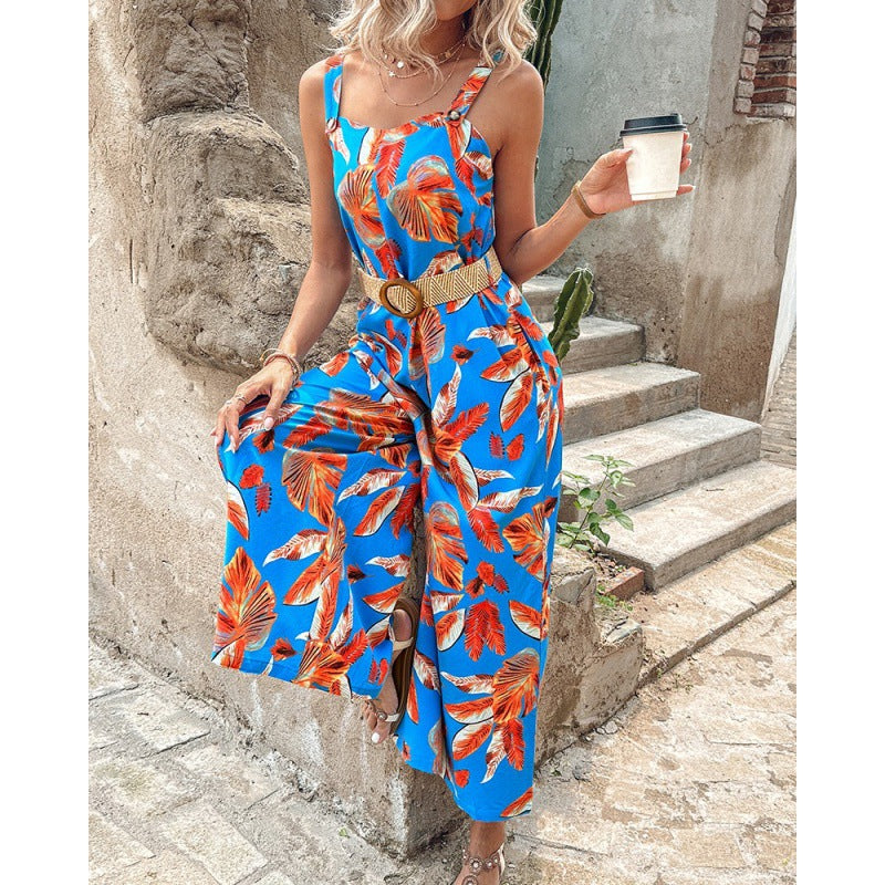Ladies Jumpsuit Large Leg Floral Print Lune London