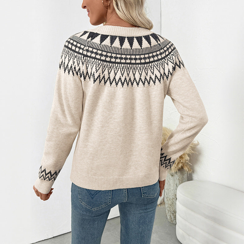 Knitted sweater for women with Nordic pattern Lune London
