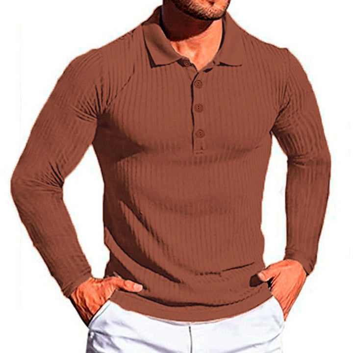 Amarae textured long-sleeve polo shirt for men
