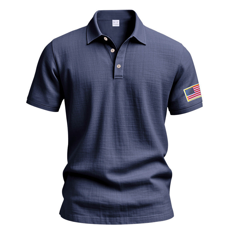 Men's sporty polo with American flag pattern and moisture-wicking technology Lune London