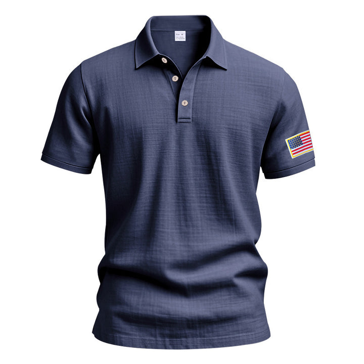 Men's sporty polo with American flag pattern and moisture-wicking technology Lune London