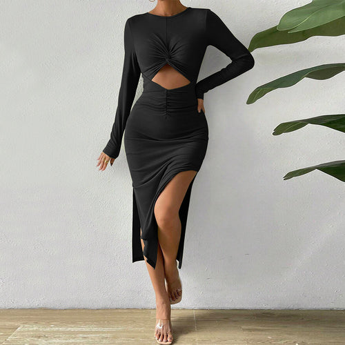 Robe midi pour femme avec des détails de volants complexes et des découpes sexy Chic & Stil