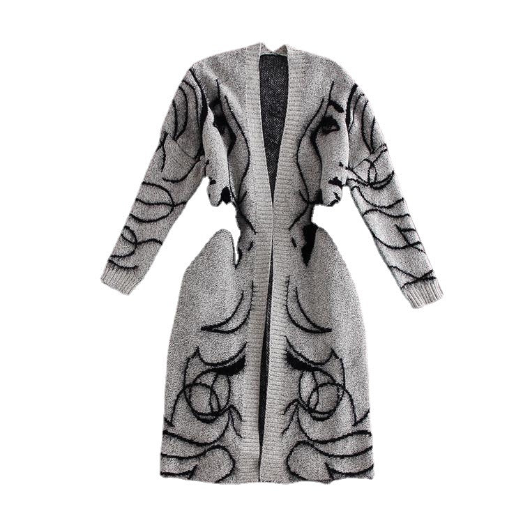 Cardigan en tricot pour femme avec motif complexe et coupe ouverte Chic & Stil