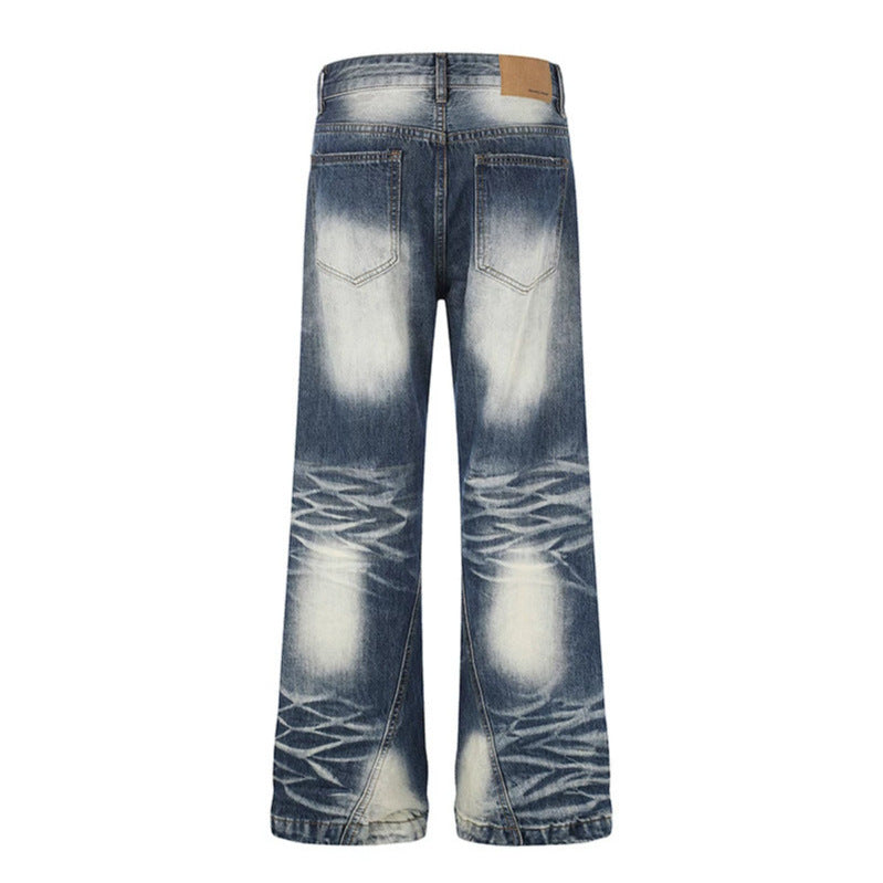 Women High-Waisted Wide Flare Jeans with Used Wash and Studded Trim Amarae